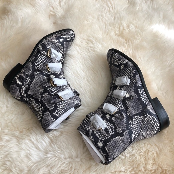 J. Crew Multi Buckle Leather Short Boot Snake 8 - Picture 8 of 13